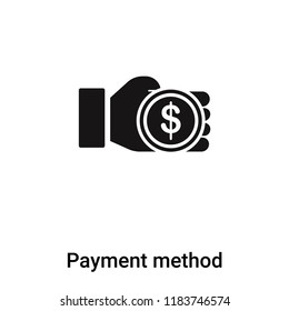 Payment method icon vector isolated on white background, logo concept of Payment method sign on transparent background, filled black symbol