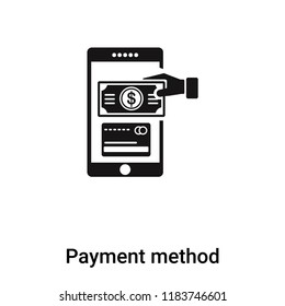 Payment method icon vector isolated on white background, logo concept of Payment method sign on transparent background, filled black symbol