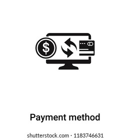 Payment method icon vector isolated on white background, logo concept of Payment method sign on transparent background, filled black symbol