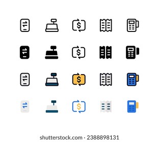 Payment method icons set, Set of economy financial, mobile payment, point of sale, wire transfer, split bill, edc, icons