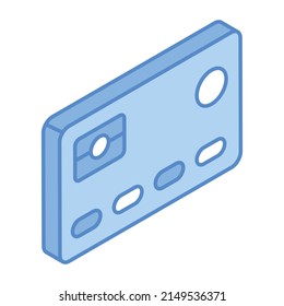 Método de pago, icono isométrico de la tarjeta de crédito 

