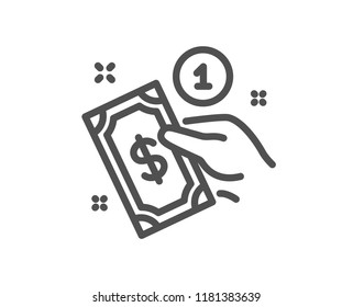 Payment method line icon. Give cash money sign. Quality design element. Classic style payment. Editable stroke. Vector