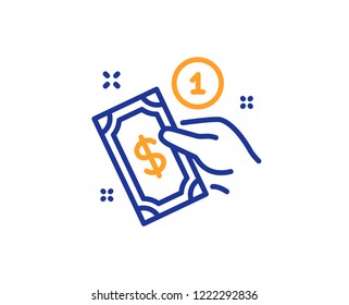Payment method line icon. Give cash money sign. Colorful outline concept. Blue and orange thin line color icon. Payment method Vector