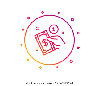 Payment method line icon. Give cash money sign. Gradient pattern line button. Payment method icon design. Geometric shapes. Vector