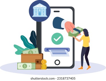 Payment Method, Mobile banking concept illustration	