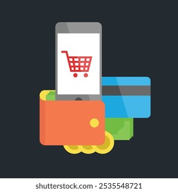 payment method online shop in flat vector design.