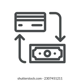 Esquema de icono relacionado con el método de pago y vector lineal.