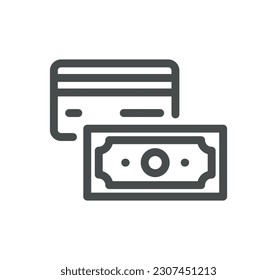 Esquema de icono relacionado con el método de pago y vector lineal.