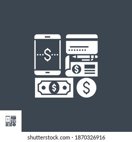 Payment Method related vector glyph icon. Isolated on black background. Vector illustration.