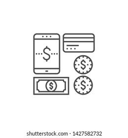 Payment Method Related Vector Thin Line Icon. Isolated on White Background. Editable Stroke. Vector Illustration.