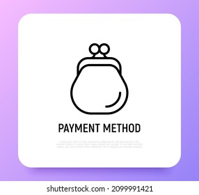 Payment method: retro purse thin line icon. Modern vector illustration for mobile app.
