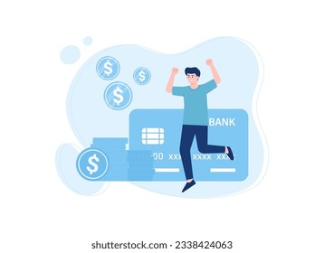 Payment method using a credit card trending concept flat illustration