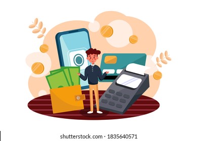 Payment Method Vector Illustration concept. Can use for web banner, infographics, hero images. Flat illustration isolated on white background.