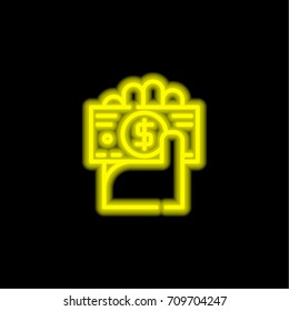 Payment method yellow glowing neon ui ux icon. Glowing sign logo vector