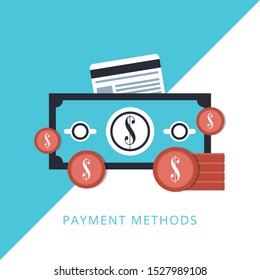 Payment methods flat design concept. Concept of flat icon