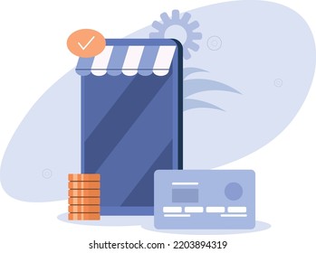 Métodos de pago Ilustración plana.Concepto comercial.