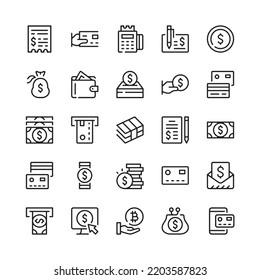 Payment methods line icons. Outline symbols. Vector line icons set