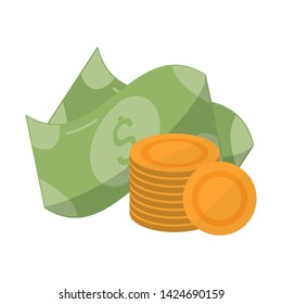 Payment methods money shopping bills and coins vector illustration graphic design