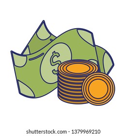 Payment methods money shopping blue lines