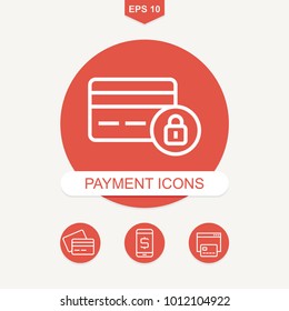 Payment methods and pay online vector icons