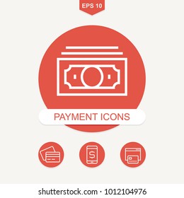 Payment methods and pay online vector icons