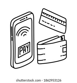 Payment Methods Shopping Hand Drawn Icon Set Vector.