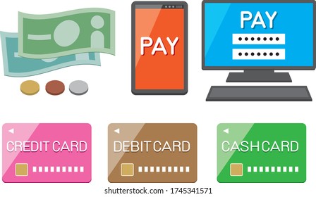 Payment methods such as cash and cards