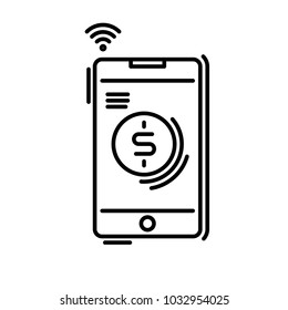 Payment methods thin line icon. Pay online, mobile phone, smartphone application