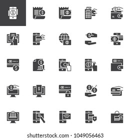 Payment methods vector icons set, modern solid symbol collection, filled style pictogram pack. Signs, logo illustration. Set includes icons as profits, wallet, money, banking, transaction, credit card