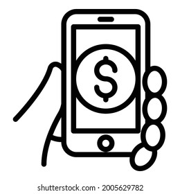 Payment mobile application icon. Outline payment mobile application vector icon for web design isolated on white background