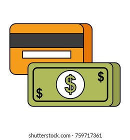 payment mobile banknote and credit card banking concept
