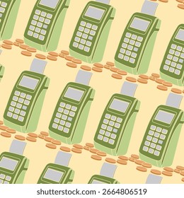 Pago en un moderno estilo plano. Máquina de transacción moderna. Ilustración minimalista. Pago con tarjeta de crédito. Pago EDC, captura electrónica de datos, transacciones y POS. Ilustración vectorial plana.