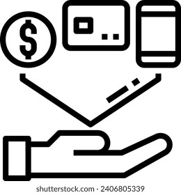 Zahlung moderne Linie Stil Symbol für ui, ux, web, app, Broschüre, Flyer und Präsentation Design, etc.