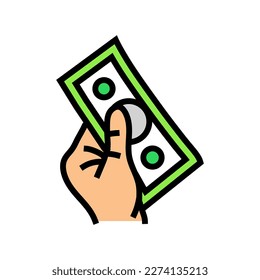 payment money hand color icon vector. payment money hand sign. isolated symbol illustration