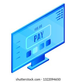 Payment monitor icon. Isometric of payment monitor vector icon for web design isolated on white background
