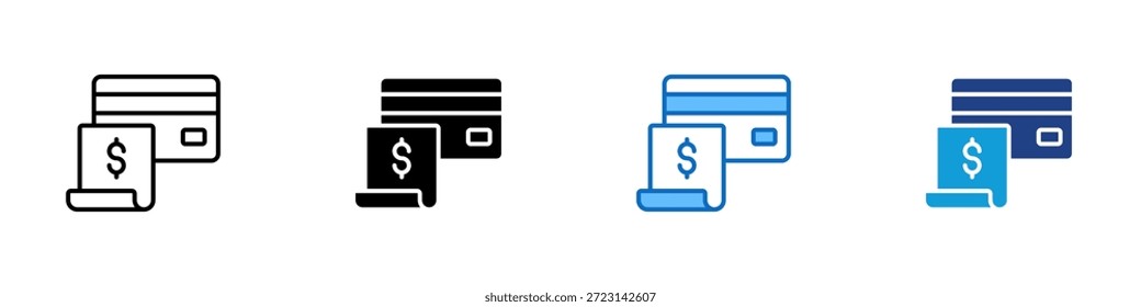 Payment Multiple Style Icon Design Vector - Kreditkarte mit einem Dollar-Symbol, die Zahlung, Transaktion oder Kauf darstellt