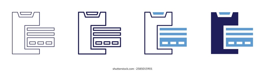 Payment network icon in 4 different styles. Thin Line, Line, Bold Line, Duotone. Duotone style. Editable stroke.