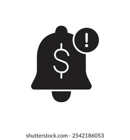 Payment Notification Icon with Bell and Dollar Sign, Representing Payment Alerts, Financial Reminders, and Transaction Notifications