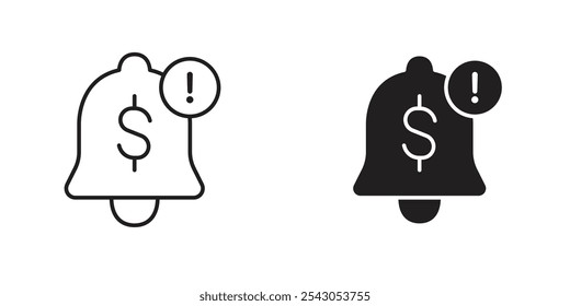 Payment Notification Icon with Bell and Dollar Sign, Representing Payment Alerts, Financial Reminders, and Transaction Notifications