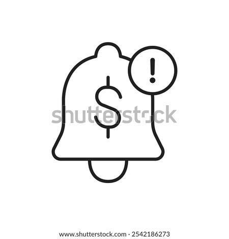 Payment Notification Icon with Bell and Dollar Sign, Representing Payment Alerts, Financial Reminders, and Transaction Notifications