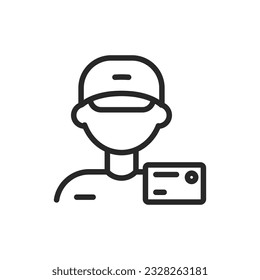 Payment On Delivery Icon. Vector Linear Editable Sign of Courier and Card, Symbolizing Cashless Transactions, Pay on Arrival Method Online Shopping and Pay Upon Delivery Benefits.