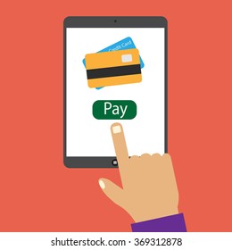 Payment on the Internet via a mobile device vector graphics