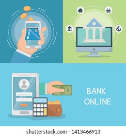Payment online icon set design