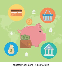 Payment online icon set design