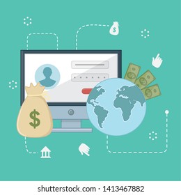Payment online icon set design