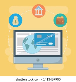 Payment online icon set design