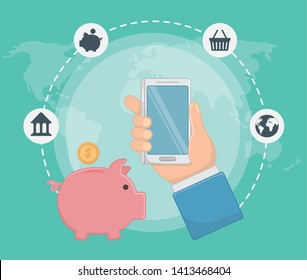 Payment online icon set design