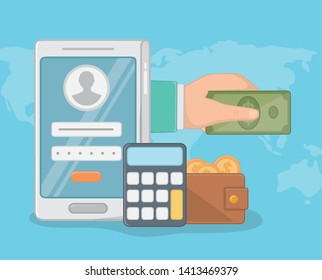Payment online icon set design