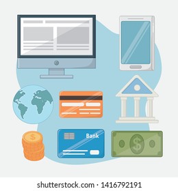 Payment online icon set design
