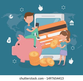 Payment online icon set design